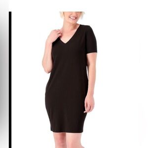 NWOT Universal Standard Iconic Pima Cotton Short Sleeve Tshirt Dress Black XS 10